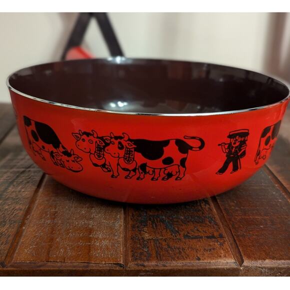 SWITZERLAND SCHWEIZ  Silit Foundue Red Pot with Cows - Picture 3 of 11